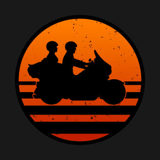 Retro Touring Motorcycle Couple Sunset T-Shirt