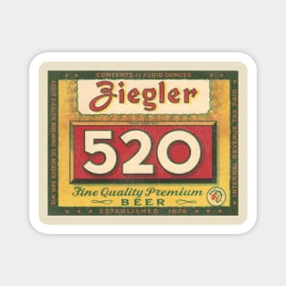 Ziegler 520 Beer Retro Defunct Breweriana Magnet