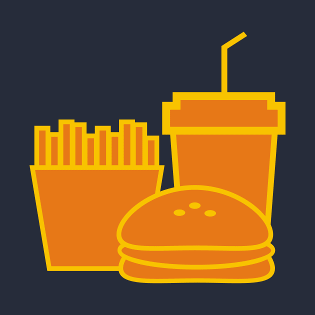 french fries, burger, drink by herubintang