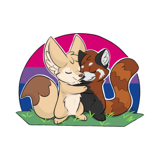 Bisexual - Fennec Fox + Red Panda Hug T-Shirt