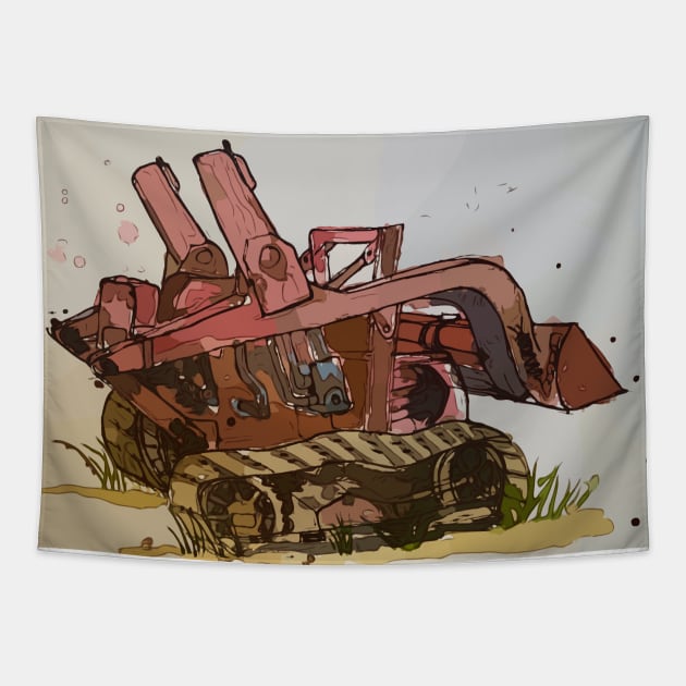 Bucyrus Erie TD9 Dozer shovel Illustration Tapestry by WelshDesigns