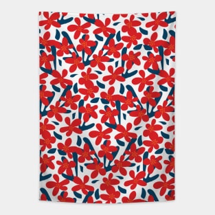 Red Blue Floral PrintRed Blue Floral Print Tapestry