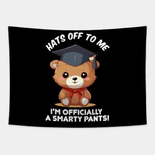 Funny bear graduation illustration Tapestry