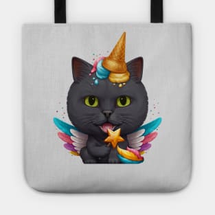 Black Cat Ice Cream Unicorn Tote