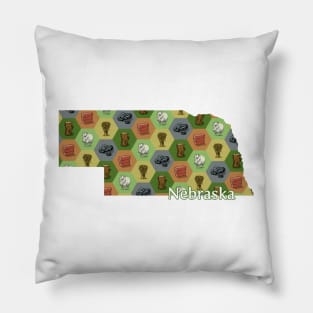 Nebraska State Map Board Games Pillow