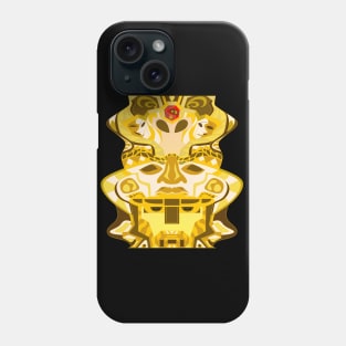 the golden olmec head in totem alien pattern Phone Case