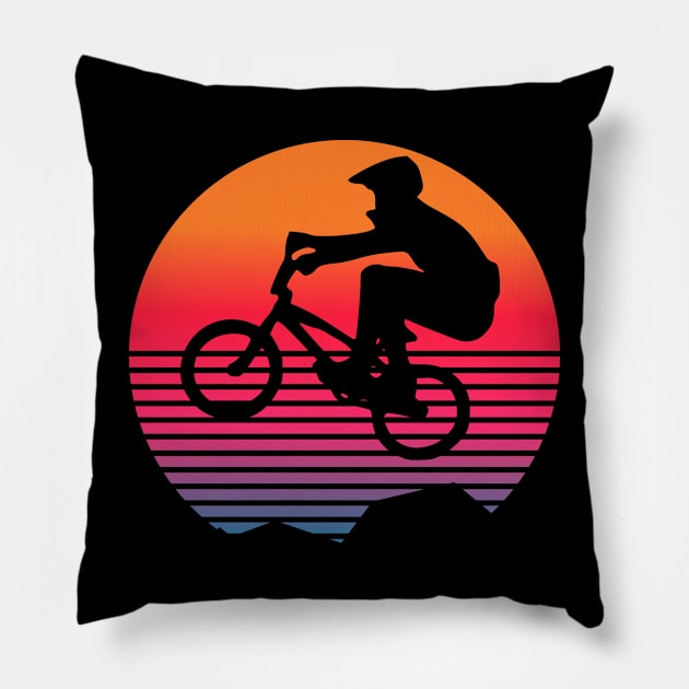 Retro BMX Rider Pillow by Geoji 