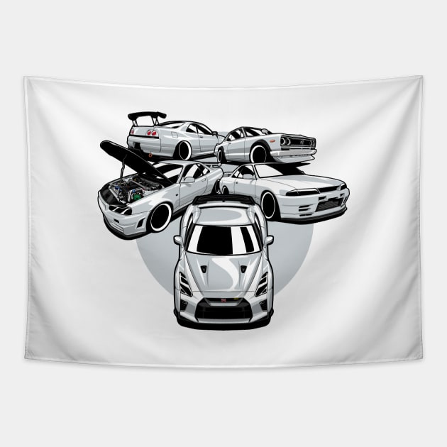 Silver GTR collection Tapestry by KaroCars