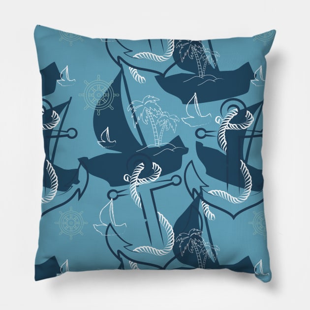 Sailor's Dreams Seamless Pattern Pillow by AmarenaDolce