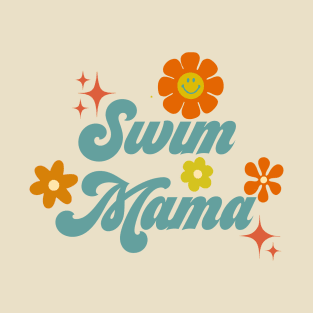 Swim mama - 70s style - blue T-Shirt