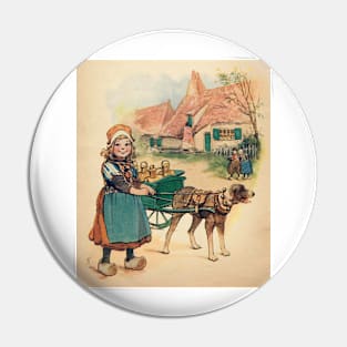 Dutch Girl with Milk Wagon Pin