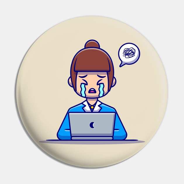 Woman Employee Crying With Laptop Pin by Catalyst Labs