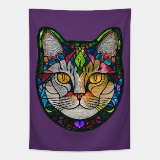 Stained Glass Cat Tapestry