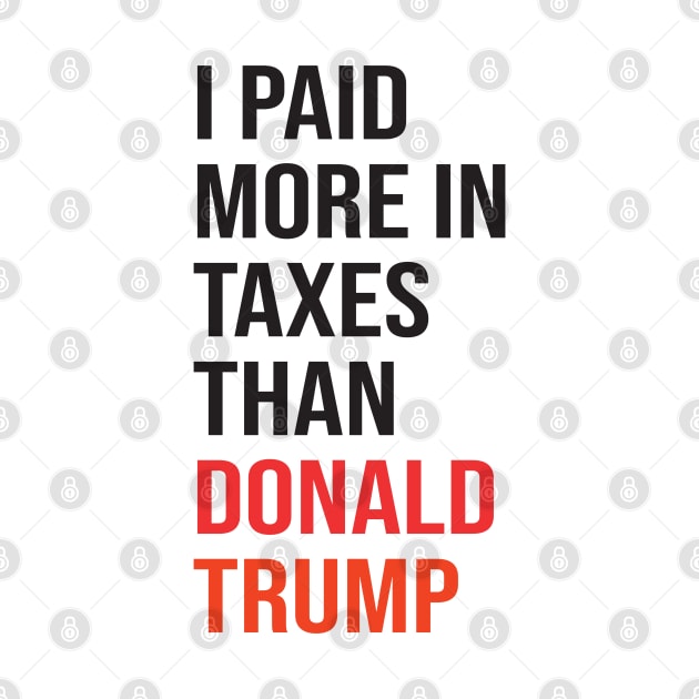 I Paid More In Taxes Than Donald Trump by  Funny .designs123