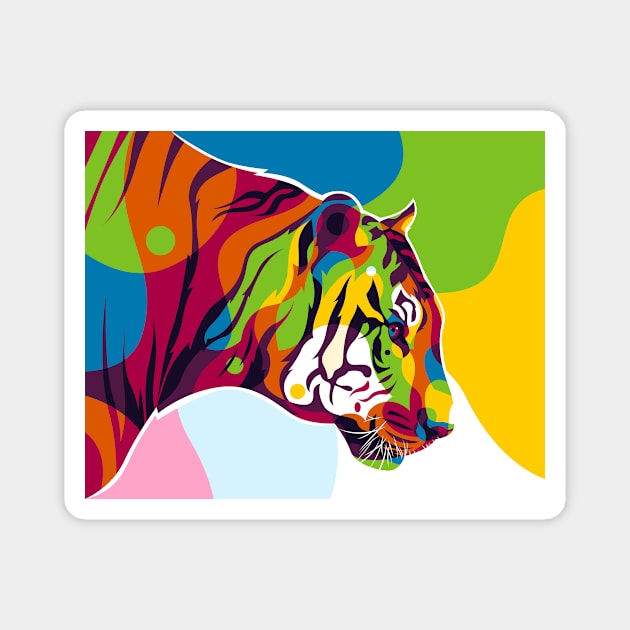 The Colorful King Tiger Inside Magnet by wpaprint