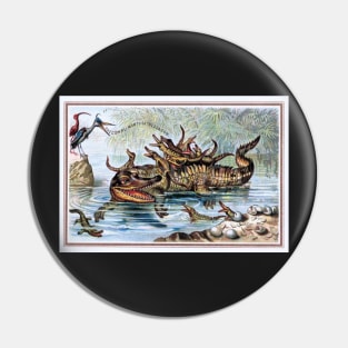 Victorian Christmas Alligators Greetings Pin