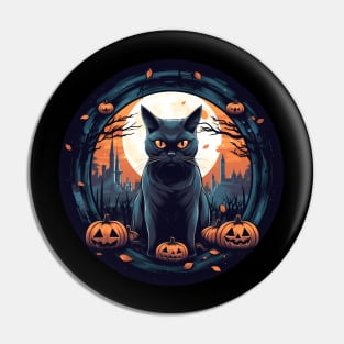 American Shorthair Black Cat Halloween, Cat Lover Pin