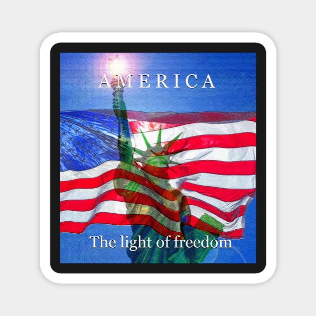 America the light of freedom Magnet by dltphoto