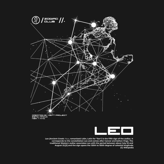 Leo, Zodiac club, back print by NEFT PROJECT