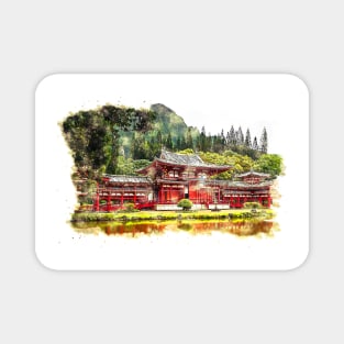 Japanese Temple ❤ Watercolor Sketch Art Style Magnet
