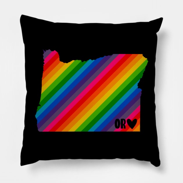 USA States: Oregon (rainbow) Pillow by LetsOverThinkIt