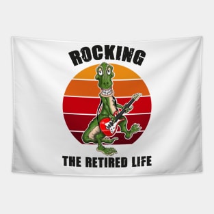 Rocking The Retired Life Funny Dino T Rex Dinosaur Tapestry