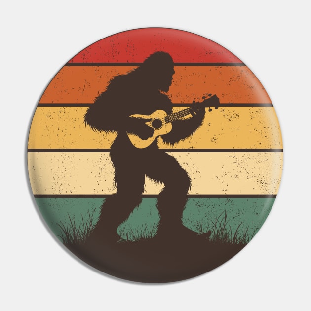 Bigfoot Sasquatch Playing Ukulele Vintage Music Lover Pin by Cuteness Klub