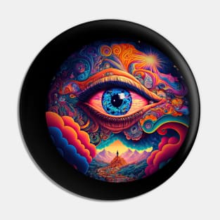 Psychedelic all seeing eye v1 round Pin