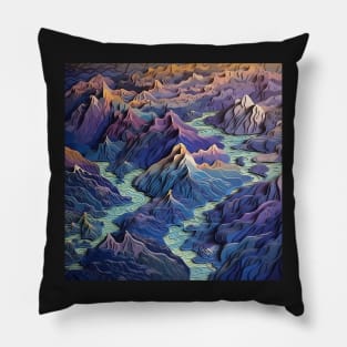 3d Mountains Pillow