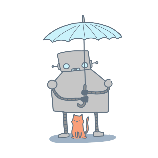 Robot and cat by klimon