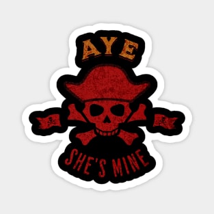 Funny Pirate Retro Red Aye She's Mine Magnet