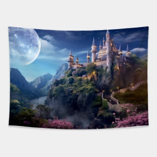 Fortress Castle Otherworldly Dimension Fantastic Landscape Surrealist Tapestry