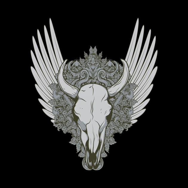 Bull Skull Illustration by Foxxy Merch