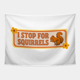 I Stop for Squirrels, Cute Squirrel Bumper Tapestry