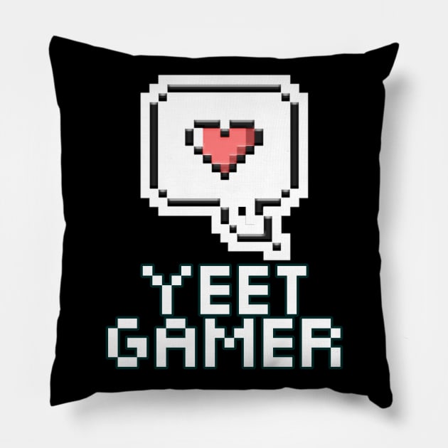 Yeet Gamer Pixel Heart - Gaming Gamer 8-Bit Classic - Retro Style Pixel - Video Game Lover - Graphic Pillow by MaystarUniverse