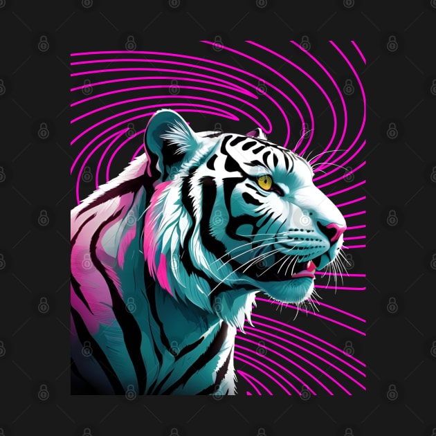 WHITE BENGAL TIGER NEON THEMED by StayVibing