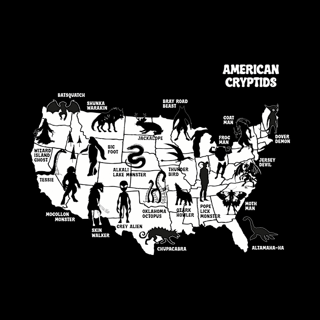 American Cryptids Map of the US by agapimou