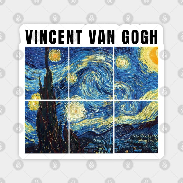 Vincent Van Gogh Starry Night, Art Collage Scrapbooking Aesthetic Magnet by LePetitShadow