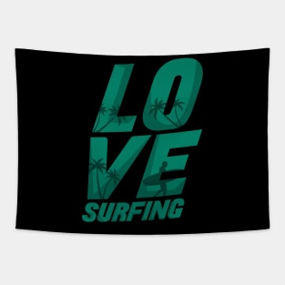 Love Surfing lettering Tapestry