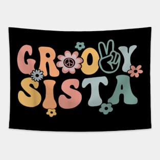 Groovy Sista Retro Sister Matching Family 1st Birthday Party Tapestry