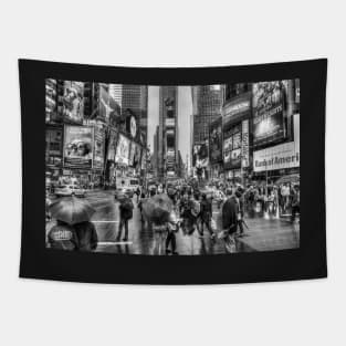 Times Square, Broadway, Black And White Tapestry