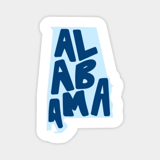 Alabama Doodle Letters Map Outline- blue Magnet