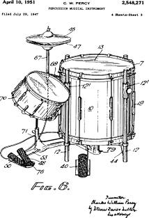 Drum Kit Player Gift Patent Art 1951 Magnet