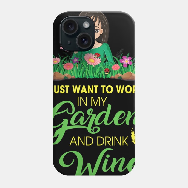 Gardener Gift I Love Garden And Drink Wine Gardening Phone Case by sousougaricas