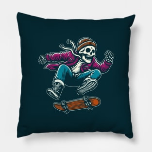 Skater Skeleton Pillow