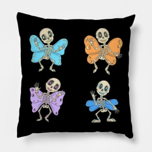 Colorful butterfly Skeleton Day of the Dead Candy Skeleton Pillow