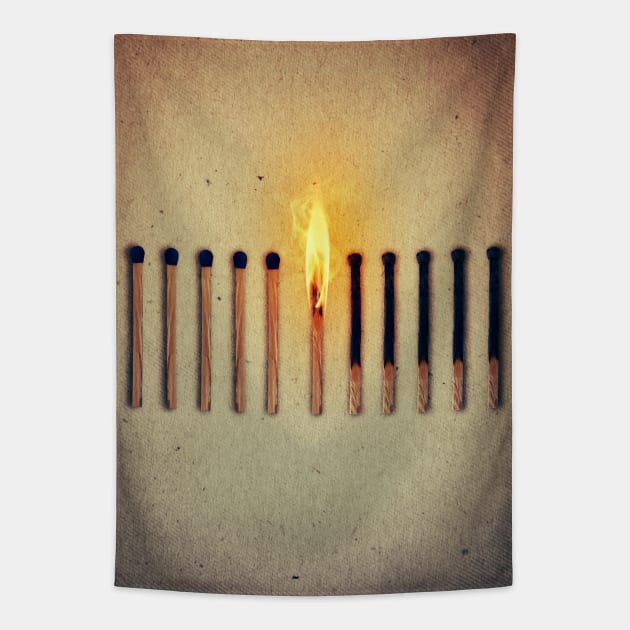 match burning alone Tapestry by psychoshadow