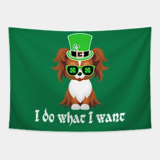 st patricks day dog -I do what I want Tapestry