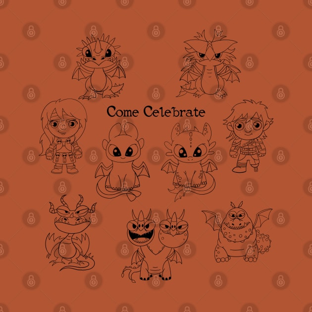 Come celebrate, my first party, nursery party, halloween kids costume, httyd coloring by PrimeStore