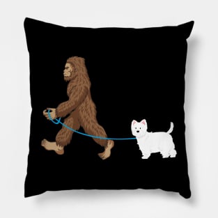 Bigfoot Dog Walk Westie - Sasquatch Dog Lovers Pillow